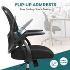 Home Office Chair Ergonomic Desk Chair Mesh Computer Chair Modern Height Adjustable Swivel Chair with Lumbar Support/Flip-up Arms, Black