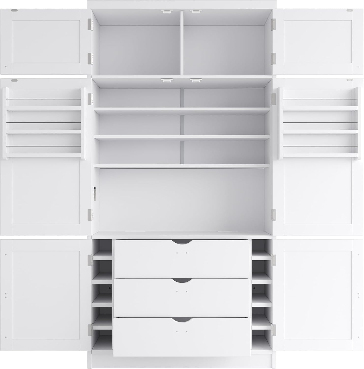 JIJIWANG 80.1'' Modern Kitchen Pantry Storage Cabinet with Adjustable Shelves and Storage Cabinet,Versatile Cupboard with Door Shelves and Drawers,for Kitchen,Dining Room,White