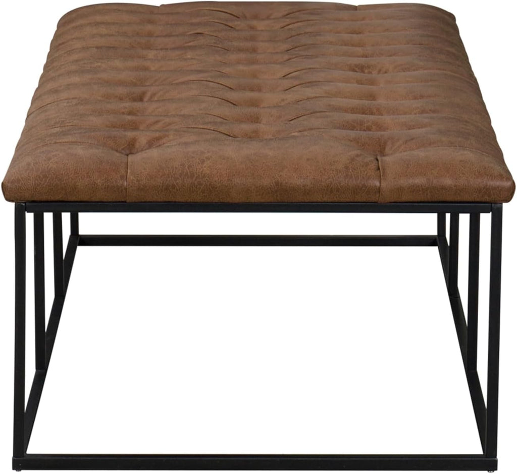 Homepop Home Decor | Large Upholstered Bench | Bench Ottoman with Storage for Living Room & Bedroom | Decorative Home Furniture (Light Brown PU Leather)