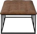 Homepop Home Decor | Large Upholstered Bench | Bench Ottoman with Storage for Living Room & Bedroom | Decorative Home Furniture (Light Brown PU Leather)