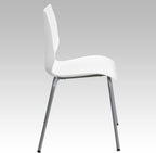Flash Furniture Hercules Series Modern Plastic Stacking Event/Waiting Room Chairs, Ergonomic Lobby Chairs with Contoured Seats, Set of 5, White/Silver