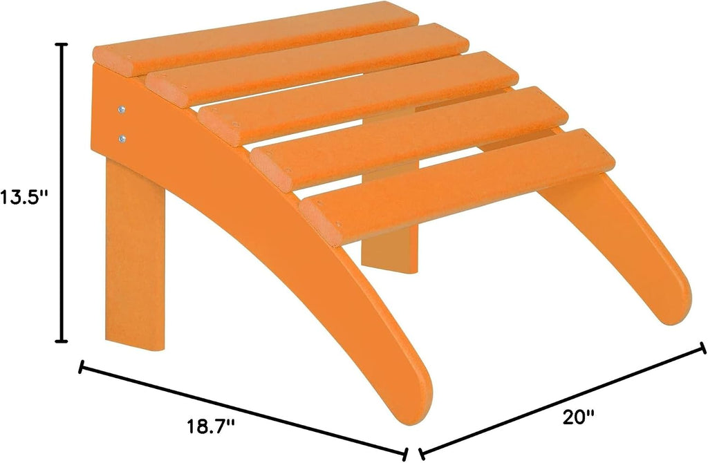 WO Home Furniture Adirondack Ottoman Outdoor Patio Footrest 13.5" Inch Folding Footstool for Outdoor Adirondack Chair (Orange)
