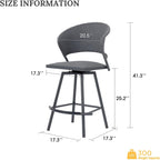 VICLLAX Patio Bar Stool Chairs with Footrests and Padded Seat, Counter Height Swivel Patio Chairs Set of 2, Grey Woven Wicker Swivel Bar Stools for Lawn Garden