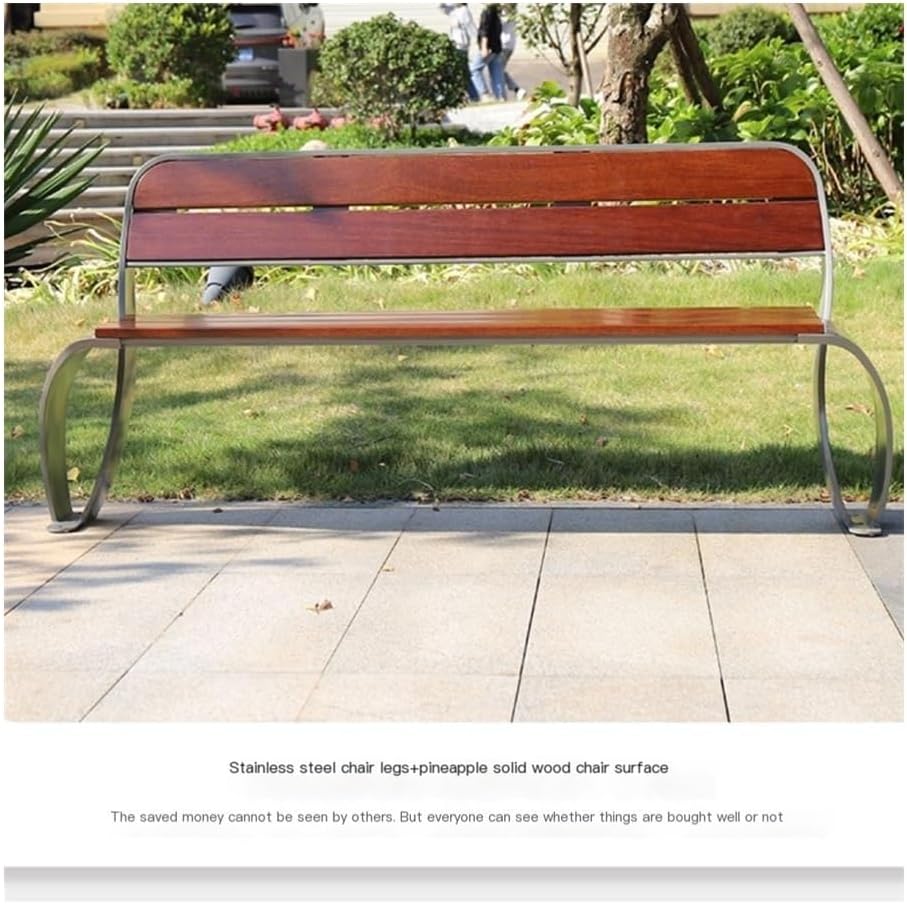 Outdoor Bench, Stainless Steel Outdoor Bench for Park, Garden - Backrest, 2-Seater Garden Bench