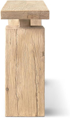 Jennifer Taylor Home Calder 60" Solid Reclaimed Elm Plinth Console Table, Heritage Light Natural Brown Reclaimed Elm