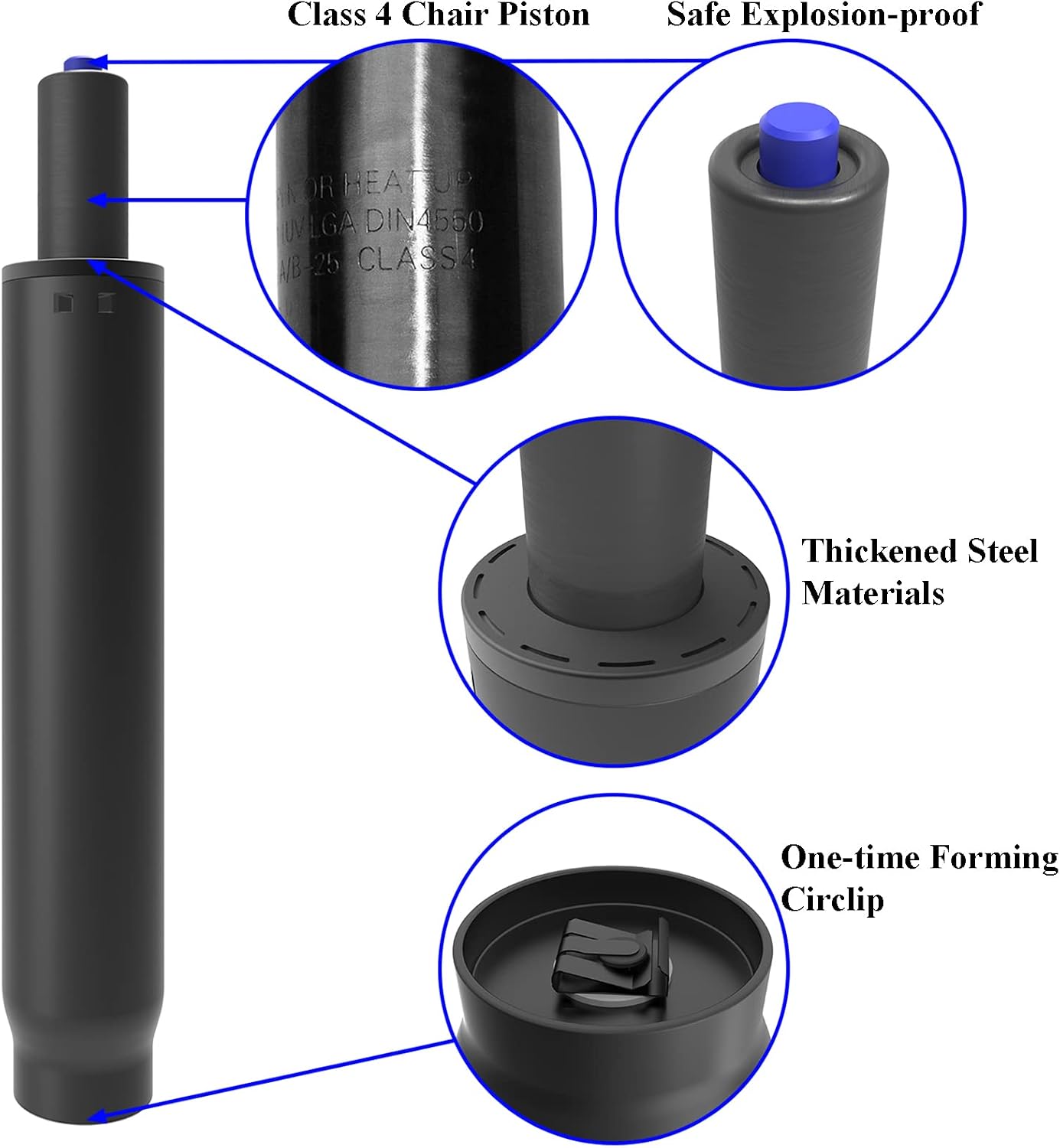 AAGUT 5'' Stroke Office Chair Gas Lift Cylinder Replacement, Pneumatic Shock Heavy Duty (450 lbs) Office Chair Parts & Universal Size, Class 4 Hydraulic Piston, Black
