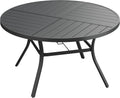 VICLLAX 53" Round Patio Dining Table for 6-8, All Weather Metal Outdoor Table with 1.57" Umbrella Hole and Surdy Frame for Garden Lawn Deck, Black