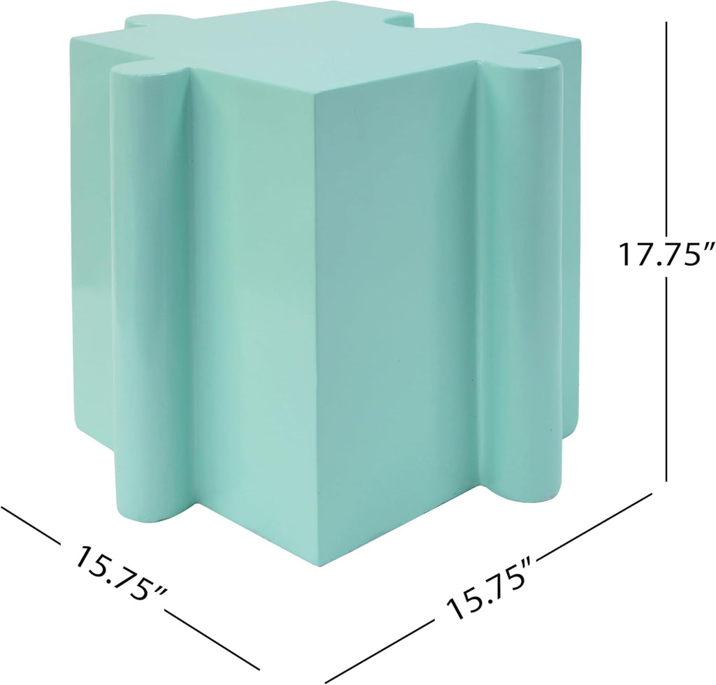 Modular Puzzle Side Tables for Small Spaces: 3-in-1 Interlocking MGO Tables with 200lb Capacity - Indoor & Outdoor Use for Apartments & Patios - Light Green Color