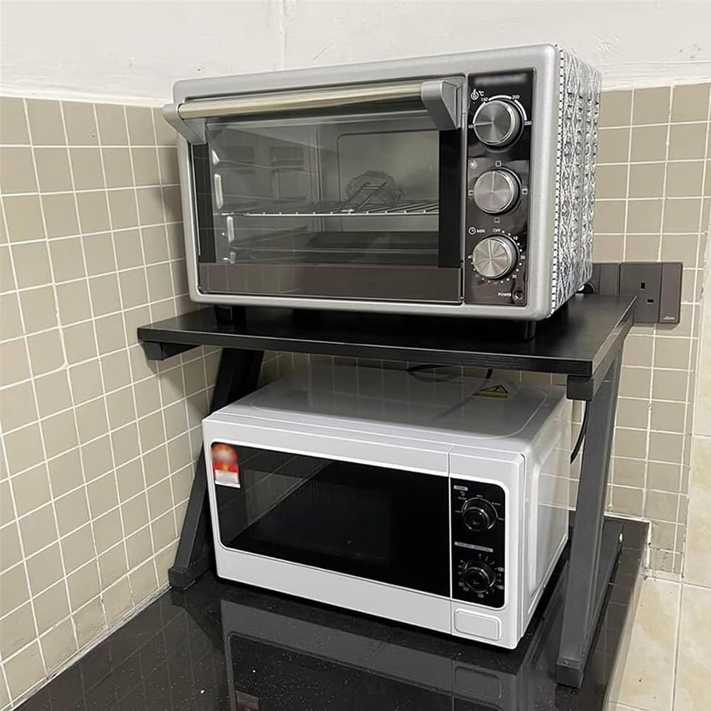 Two Tier Microwave Stand with Vent Rack Freestanding Kitchen Baker's Rack Spice Rack Organizer Shelf for Storage