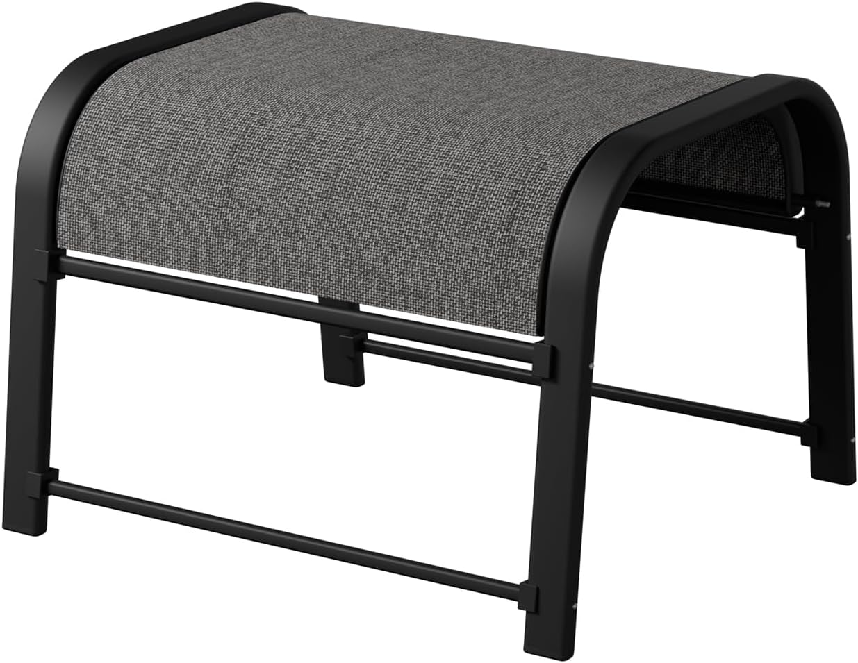 Outdoor Footstool Ottoman with Sturdy Metal Frame & Breathable Textilene Fabric, All-Weather Portable Footrest for Patio, Lawn, Garden, Poolside, Balcony, Camping, Porch & Indoor Use (2, Black)