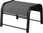 Outdoor Footstool Ottoman with Sturdy Metal Frame & Breathable Textilene Fabric, All-Weather Portable Footrest for Patio, Lawn, Garden, Poolside, Balcony, Camping, Porch & Indoor Use (1, black)