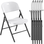 6 Pack Plastic Folding Chairs Light Weight, Ergonomic Portable Chair Backrest, Triangular Steel Frame Floor Protector Legs, 350lbs Capacity Heavy Duty Resin Material for Party, Dinner, Classrooms
