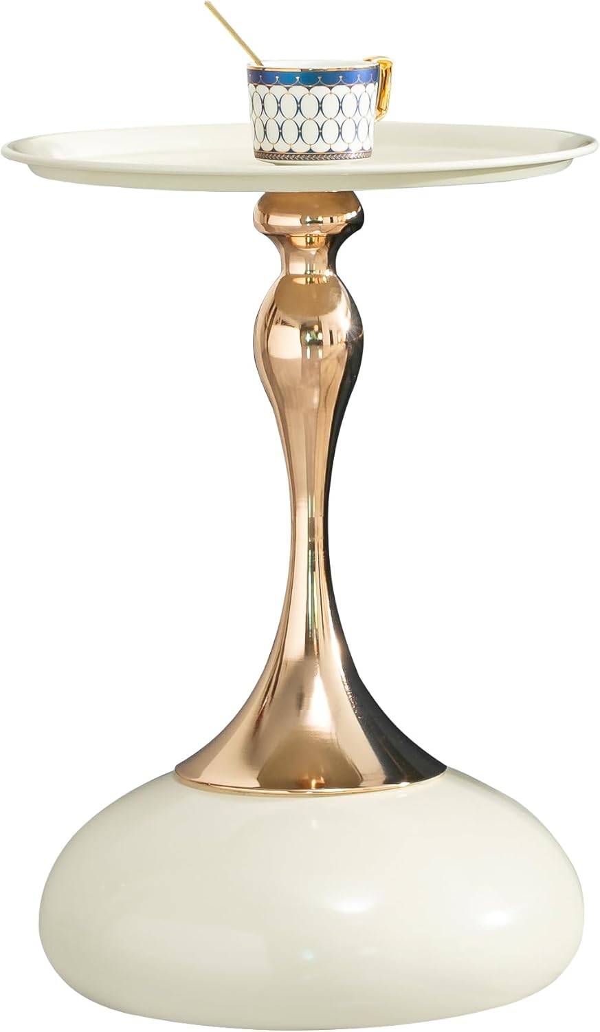 Round Pedestal Side Table, Small Metal Drink Table for Small Spaces, Modern Accent End Table for Living Room, Bedroom, Sofa, Cocktail Table