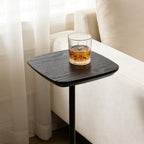 Pedestal Side Table, Small Drink Tables Pedestal Stand, Black Square Mini End Table, Cocktail Martini Coffee Tables, Tiny Side Table for Living Room,Small Spaces,Sofa,Couch