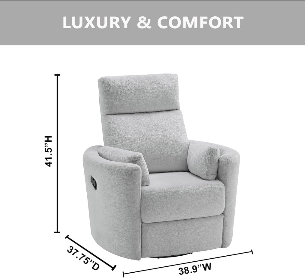 Soho Baby Nottingham Upholstered Glider Recliner Rocking Chair 360° Swivel for Nursery and Living Roomr, Plush Gray