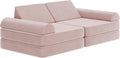 Flash Furniture Marlowe Modular Foam Kids Play Couch, 6 Soft Sectional Sofa Pieces, Convertible Kids Couch, Removable Covers, 56", Blush