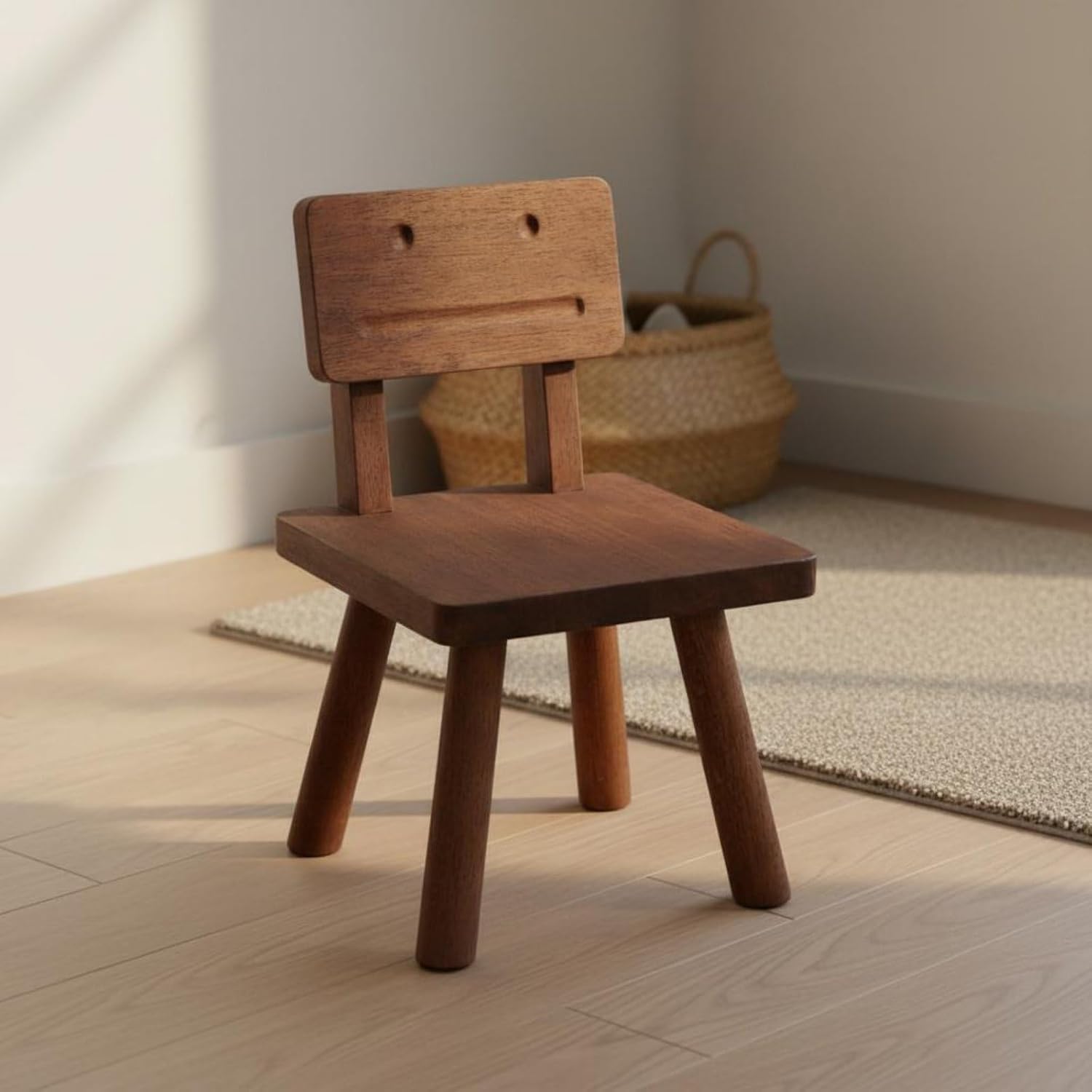 Qianly Wooden Animal Chair Sturdy Chair Non-Slip Feet Cartoon Character Seat for Kindergarten, Playroom, 26x26x45cm, Rabbit