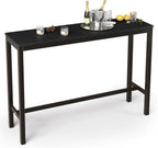 Cozyman Outdoor Bar Table, 55" Patio Bar Height Counter Console Table, Black Waterproof HDPS Slatted Top and Bronze Leg, Weather Resistant, Hot Tub, Balcony, Yard, Indoor or Outdoor Use