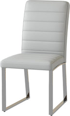 Modern Dining Chairs Set of 6, Grey Faux Leather Kitchen Chairs, Upholstered Armless Dining Room Chair with Silver Metal Legs Heavy Duty, Comfortable (Grey Chiars, Set of 6)