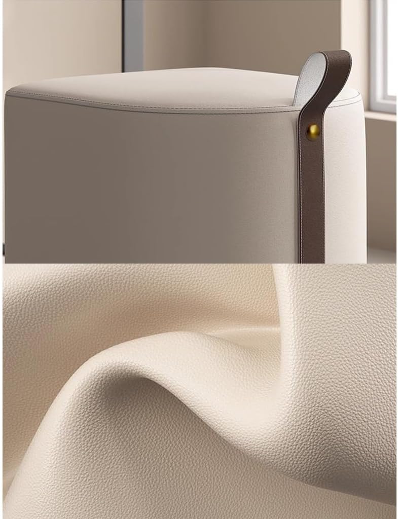 Luxury Makeup Stool Chair for Girls' Bedroom, Scandinavian Footrest & Shoe Bench, Small Square Short Dresser Chair in White - Stylish Living Room & Furniture,Khaki C-One Size