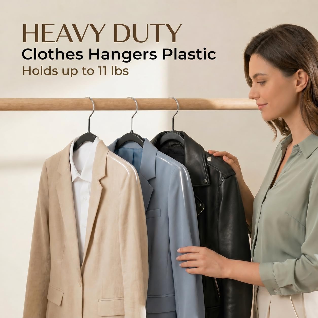 SMARTOR Plastic Hangers 20 Pack - Thin and Slim Design for Space Saving Organizer - Heavy Duty Durable Closet Organizers and Storage with 360 Swivel Hooks, Non Slip Notches for Straps - Black