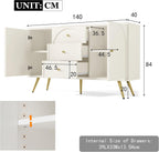 CYJZH Modern Metal Foot Two Door Dining Cabinet, Combining Wood and Metal, Simple Style, Dining/Living Room/Kitchen Storage cabinets, Providing Large Storage Space (2Cream White + MDF)
