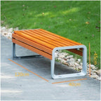 Patio Benches Park ChairOutdoor BenchStainless Steel FrameWooden Seat PlateRest Area(120cm)