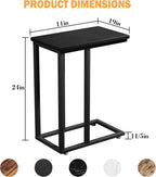 VECELO Universal C-Shaped Side Table, Multi-Functional Snack & TV Tray for Living Room, Bedroom, Black (2 Set)