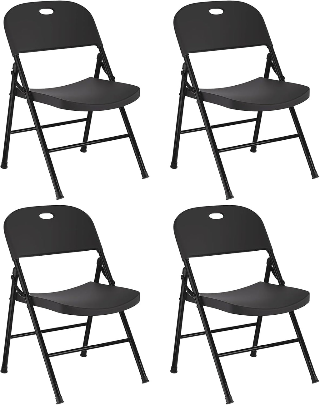 RUIE 4 Pack Folding Chairs, Foldable Plastic Chair with Reinforced Steel Frame, Portable Foldable Chairs Black Folding Chair for Indoor Outdoor Dining Party Event Wedding Meeting Room Garden Office