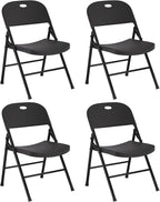 RUIE 4 Pack Folding Chairs, Foldable Plastic Chair with Reinforced Steel Frame, Portable Foldable Chairs Black Folding Chair for Indoor Outdoor Dining Party Event Wedding Meeting Room Garden Office
