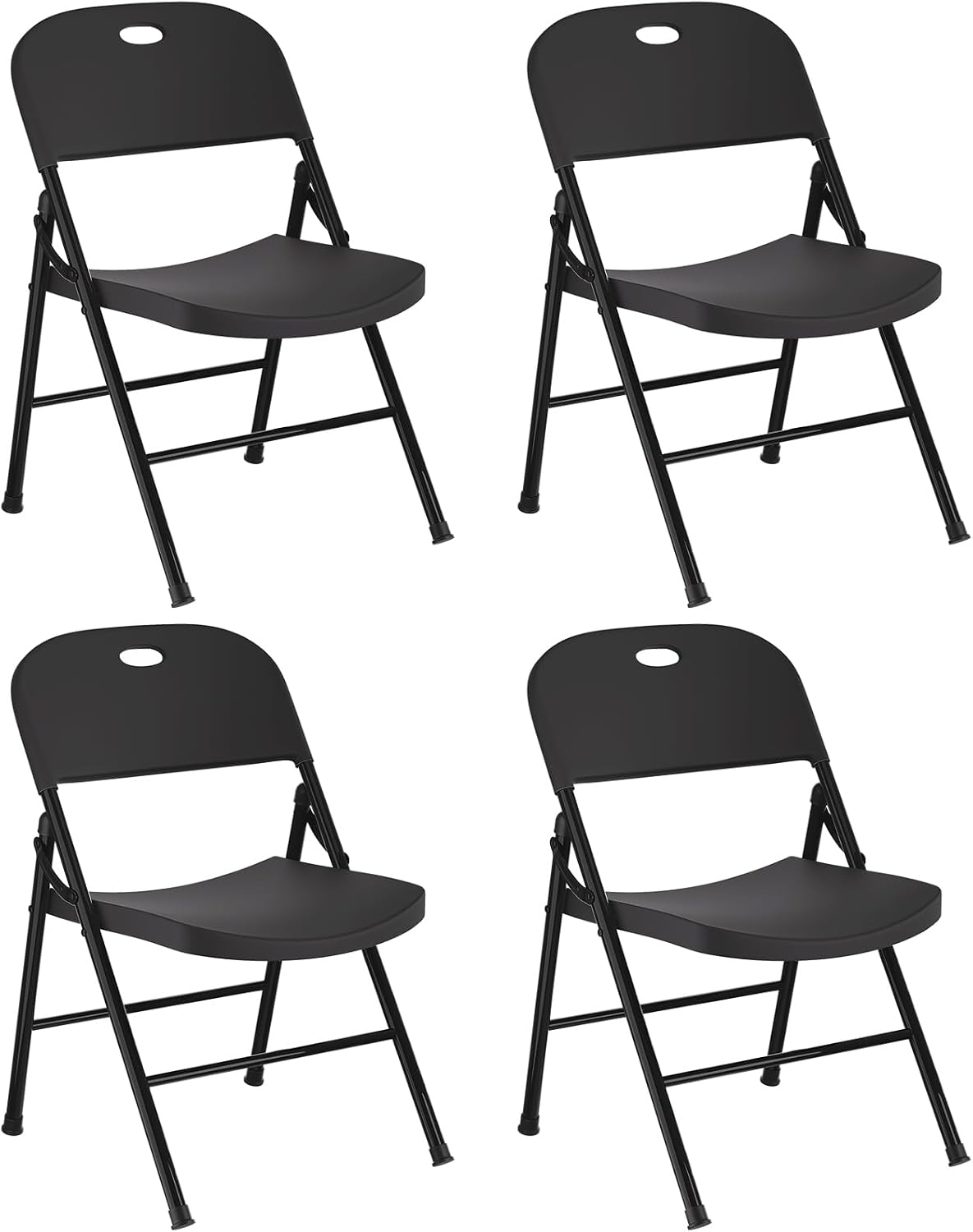 RUIE 4 Pack Folding Chairs, Foldable Plastic Chair with Reinforced Steel Frame, Portable Foldable Chairs Black Folding Chair for Indoor Outdoor Dining Party Event Wedding Meeting Room Garden Office