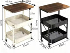 Foldable Narrow Modern Sofa Table with Open Storage Shelves, Movable Side Table End Table Snack Tables for Small Spaces Living Room Bedroom Bedside Balcony Kitchen(Black)