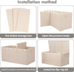 Extra Large Toy Box 167L, Sturdy Toy Storage Chest Organizer Bin Baskets with 2 Removable Divider for Boys, Girls, Kids, Nursery, Bedroom, Playroom, 35.5"x17" x17" (Linen Beige)