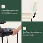 Dining Chairs Set of 4, Modern PU Leather Upholstered Kitchen Chairs with Metal Legs, Mid Century Shell Backrest Side for Dining Room Living Room, Beige White