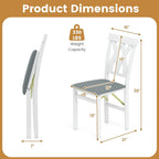 GOFLAME Folding Dining Chairs Set of 4, Foldable Kitchen Chairs with PVC Leather Padded Seat and Rubber Wood Frame, Elegant Hollowed Backrest, Wooden Dinner Chair Set for Dining Room, White