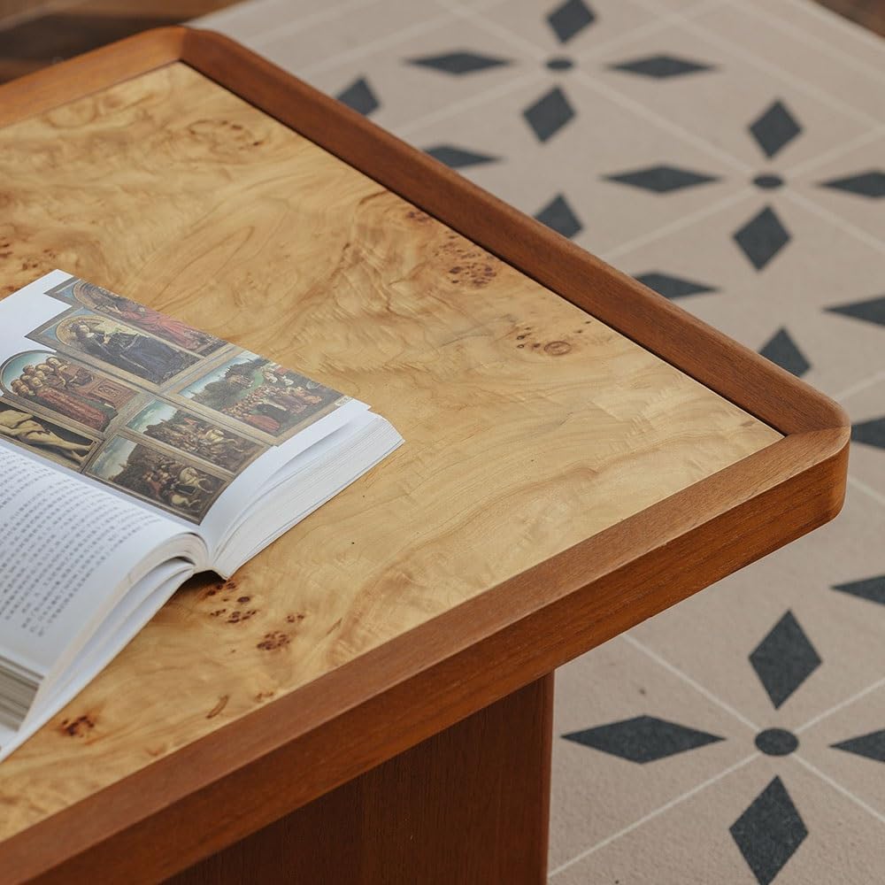 End Tables Burl Wood Coffee Table Unique Live Edge Top Modern Living Room Center(Small)