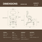 Ergonomic Kneeling Chair with Backrest, Improve Posture, Thick Cushions, Locking Wheels for Home & Office, AKONI 512B (Vanilla)