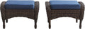 Belord Outdoor Ottomans for Patio Foot Rest - 25 Inch PE Wicker Foot Stool Set of 2 for Patio Furniture Sets,All Weather Rattan Ottoman for Balcony Deck Backyard Brown