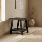 Furnifact Black, End Side Table, MDF Construction, Open Shelf, Durable Home Design, Warm Stylish Finish, Quality Build for Home