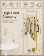Coat Rack Freestanding, Clothes Rail, 19.7x11.8x68.9 In, Gold | Modern Garment Rack with 2 Hooks and Heavy Rock Slab Base, Industrial Metal Clothing Hanger Stand for Entryway, Living Room