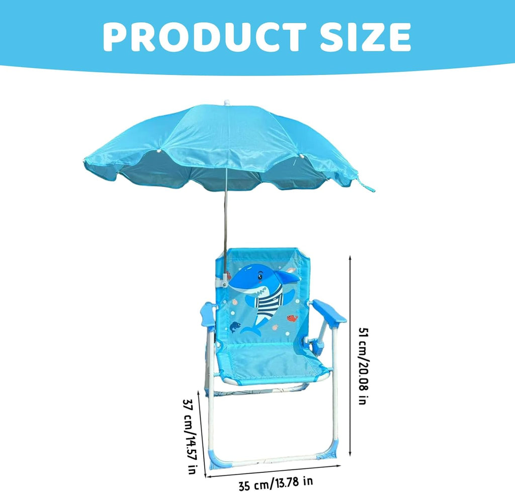 Kids Beach Chair with Umbrella, Kids Beach Chair with Umbrella, Foldable & Detachable Portable Oxford Cloth Cute with Canopy for Outdoor Summer, Blue
