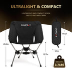 Camping Chair Backpacking Portable Hiking Ultralight Small Lightweight Folding Chair for Outdoor Camp Beach Picnic Concert, Supports 330lbs (Black,1PCS)