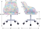 DUOMAY Kids Desk Chair, Faux Fur Colorful Upholstered Computer Chair for Boys and Girls, Cute Study Swivel Height Adjustable Arm Chair for Child, Rainbow Color