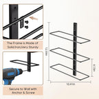 B4Life Wine Rack and Holder Wall Mounted 3 Bottles, Metal Hanging Mount Racks for Wall, Liquor, Champagne for Bottles Storage Home Bar, Cellar and Kitchen, Dining Room (Black, 3 Bottle)