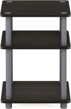 Furinno Turn-N-Tube Toolless Assembly Side Table, Grey 3-Tier End Table, Night Stand, Bedside Table for Living Room, Bedroom, Home Office, Grey Oak/Black