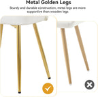 WUTUTUEE Velvet Vanity Chair Set of 2, Modern Makeup Chair with Back Golden Legs, Small Cute Accent Chair for Vanity, Living Room, Bedroom, White