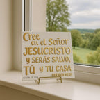 Plaque: CREE EN EL SEÑOR JESUCRISTO Y SERAS SALVO TU Y TU CASA - Made in USA