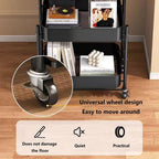 Foldable Narrow Modern Sofa Table with Open Storage Shelves, Movable Side Table End Table Snack Tables for Small Spaces Living Room Bedroom Bedside Balcony Kitchen(Black)