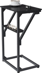 C-Shaped End Table, Small Couch Side Table, Sofa TV Tray Table for Living Room, Bedroom, Bedside ET-D-BKW1