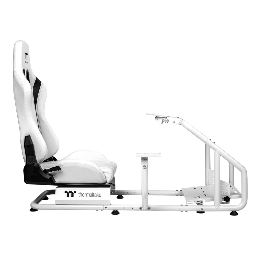 Thermaltake GR300 Racing Simulator Cockpit; Adjustable PVC Seat; Adjustable Pedal & Wheel Mounts; Shifter Mount Included; Compatible with Thrustmaster/Logitech Fanatec; GSC-R30-CPASWH-01